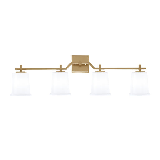 Toltec Corbin 4-Light Bath Bar | New Age Brass and White Opal Glass | Bathroom & Powder Room Vanity Light | 5.5 x 10.25 in | Model 2314-NAB-5031
