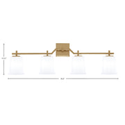 Toltec Corbin 4-Light Bath Bar | New Age Brass and White Opal Glass | Bathroom & Powder Room Vanity Light | 5.5 x 10.25 in | Model 2314-NAB-5031