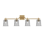 Toltec Corbin 4-Light Bath Bar | New Age Brass and Smoke Bubble Glass | Bathroom & Powder Room Vanity Light | 5.5 x 10.25 in | Model 2314-NAB-5032
