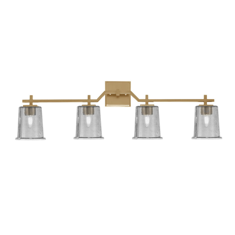 Toltec Corbin 4-Light Bath Bar | New Age Brass and Smoke Bubble Glass | Bathroom & Powder Room Vanity Light | 5.5 x 10.25 in | Model 2314-NAB-5032