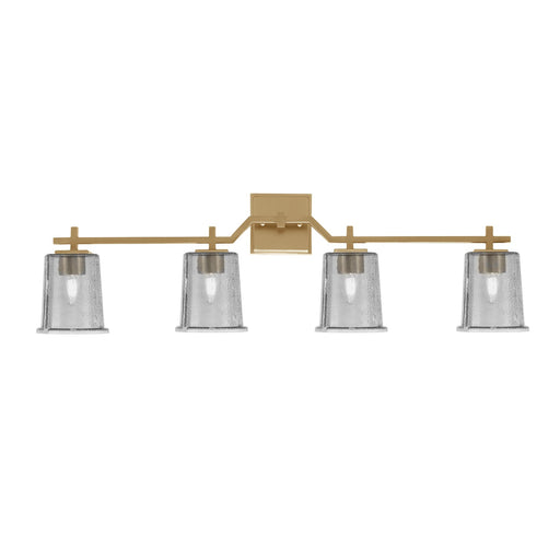 Toltec Corbin 4-Light Bath Bar | New Age Brass and Smoke Bubble Glass | Bathroom & Powder Room Vanity Light | 5.5 x 10.25 in | Model 2314-NAB-5032