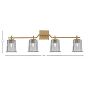 Toltec Corbin 4-Light Bath Bar | New Age Brass and Smoke Bubble Glass | Bathroom & Powder Room Vanity Light | 5.5 x 10.25 in | Model 2314-NAB-5032