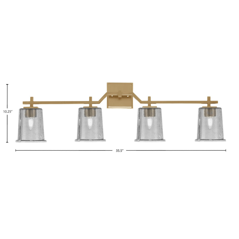 Toltec Corbin 4-Light Bath Bar | New Age Brass and Smoke Bubble Glass | Bathroom & Powder Room Vanity Light | 5.5 x 10.25 in | Model 2314-NAB-5032