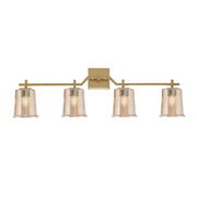 Toltec Corbin 4-Light Bath Bar | New Age Brass and Amber Bubble Glass | Bathroom Vanity Light | 5.5 x 10.25 in | Model 2314-NAB-5033