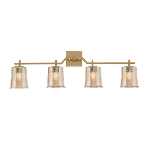 Toltec Corbin 4-Light Bath Bar | New Age Brass and Amber Bubble Glass | Bathroom Vanity Light | 5.5 x 10.25 in | Model 2314-NAB-5033