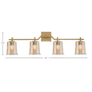 Toltec Corbin 4-Light Bath Bar | New Age Brass and Amber Bubble Glass | Bathroom Vanity Light | 5.5 x 10.25 in | Model 2314-NAB-5033