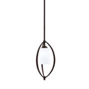 Toltec Marquise 7in 1-Light Mini Pendant | Dark Granite Steel and White Opal Glass | Kitchen Island & Dining Room | 7.25 x 15.5 in | Model 2401-DG-261