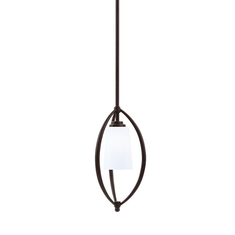 Toltec Marquise 7in 1-Light Mini Pendant | Dark Granite Steel and White Opal Glass | Kitchen Island & Dining Room | 7.25 x 15.5 in | Model 2401-DG-261