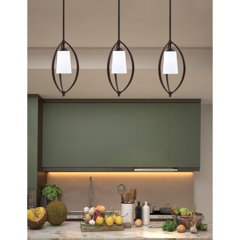 Toltec Marquise 7in 1-Light Mini Pendant | Dark Granite Steel and White Opal Glass | Kitchen Island & Dining Room | 7.25 x 15.5 in | Model 2401-DG-261