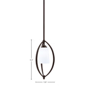 Toltec Marquise 7in 1-Light Mini Pendant | Dark Granite Steel and White Opal Glass | Kitchen Island & Dining Room | 7.25 x 15.5 in | Model 2401-DG-261