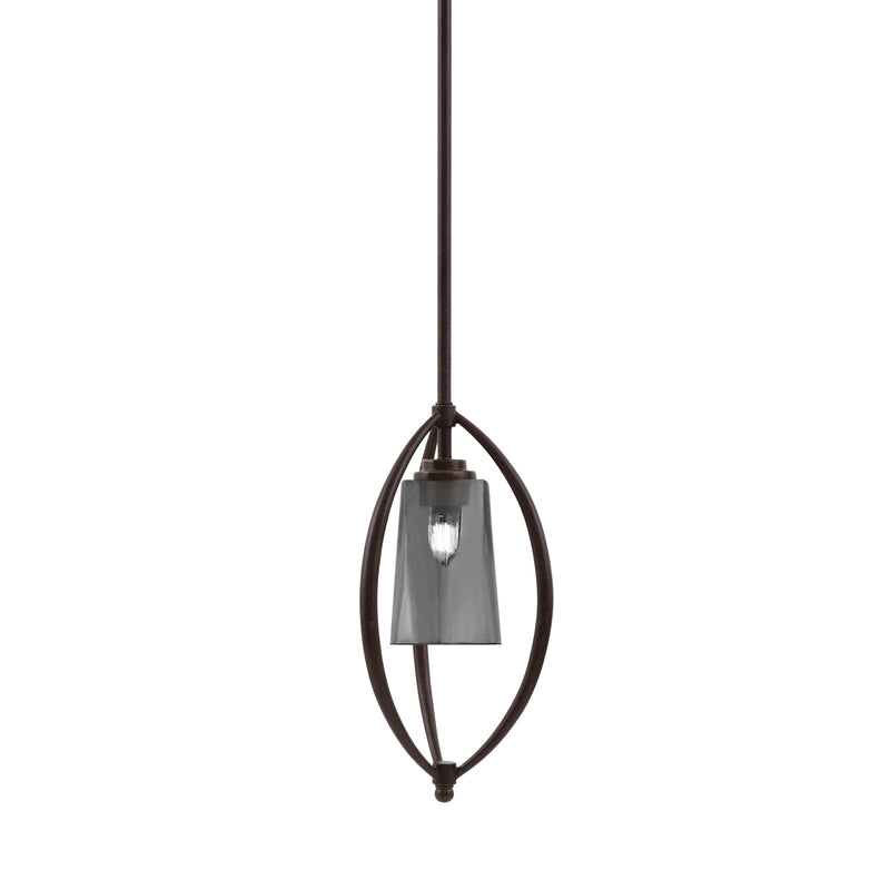 Toltec Marquise 7in 1-Light Mini Pendant | Dark Granite Steel and Smoke Bubble Glass | Kitchen Island & Dining Room | Model 2401-DG-262