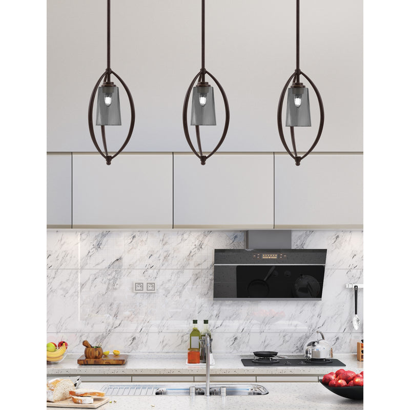 Toltec Marquise 7in 1-Light Mini Pendant | Dark Granite Steel and Smoke Bubble Glass | Kitchen Island & Dining Room | Model 2401-DG-262