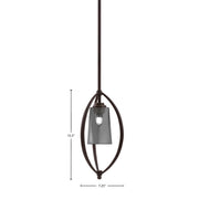 Toltec Marquise 7in 1-Light Mini Pendant | Dark Granite Steel and Smoke Bubble Glass | Kitchen Island & Dining Room | Model 2401-DG-262