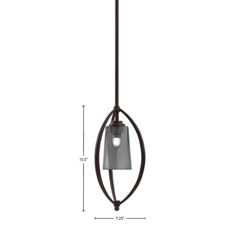 Toltec Marquise 7in 1-Light Mini Pendant | Dark Granite Steel and Smoke Bubble Glass | Kitchen Island & Dining Room | Model 2401-DG-262