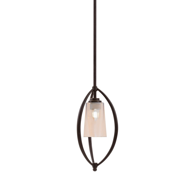 Toltec Marquise 7in 1-Light Mini Pendant | Dark Granite Steel and Amber Gradient Glass | Kitchen Island & Dining Room | Model 2401-DG-263