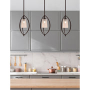 Toltec Marquise 7in 1-Light Mini Pendant | Dark Granite Steel and Amber Gradient Glass | Kitchen Island & Dining Room | Model 2401-DG-263