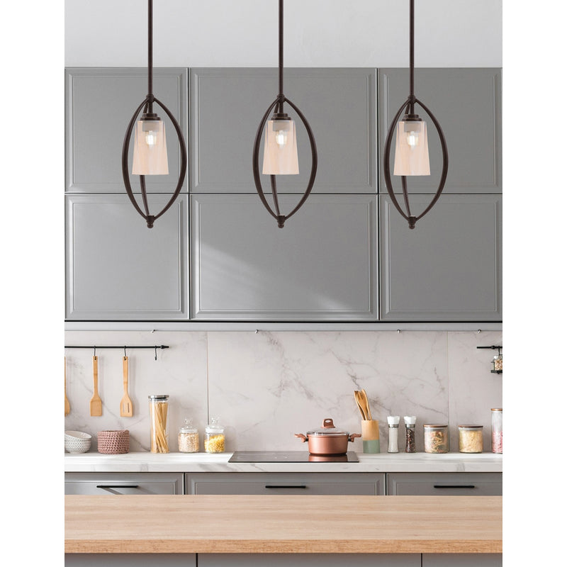 Toltec Marquise 7in 1-Light Mini Pendant | Dark Granite Steel and Amber Gradient Glass | Kitchen Island & Dining Room | Model 2401-DG-263
