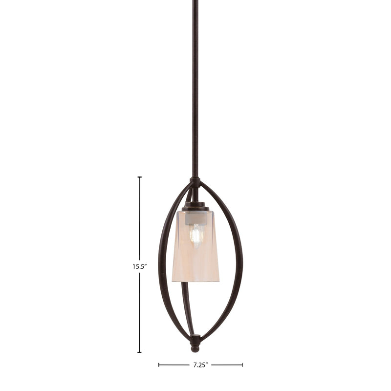 Toltec Marquise 7in 1-Light Mini Pendant | Dark Granite Steel and Amber Gradient Glass | Kitchen Island & Dining Room | Model 2401-DG-263