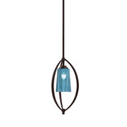 Toltec Marquise 7in 1-Light Mini Pendant | Dark Granite Steel and Blue Gradient Glass | Kitchen Island & Dining Room | Model 2401-DG-265