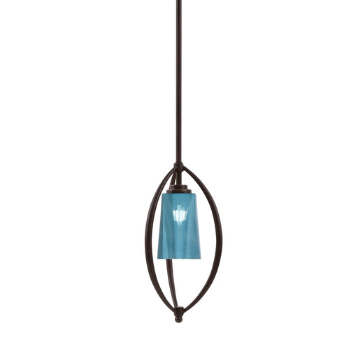 Toltec Marquise 7in 1-Light Mini Pendant | Dark Granite Steel and Blue Gradient Glass | Kitchen Island & Dining Room | Model 2401-DG-265