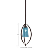 Toltec Marquise 7in 1-Light Mini Pendant | Dark Granite Steel and Blue Gradient Glass | Kitchen Island & Dining Room | Model 2401-DG-265