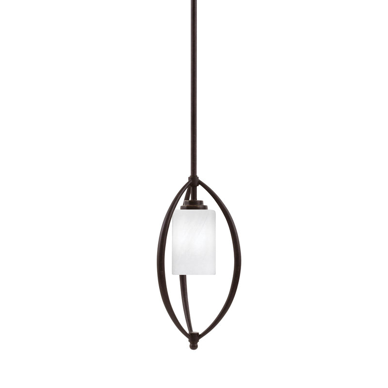 Toltec Marquise 7in 1-Light Mini Pendant | Modern Dark Granite and White Marble Glass | Kitchen Island & Dining Room | Model 2401-DG-3001