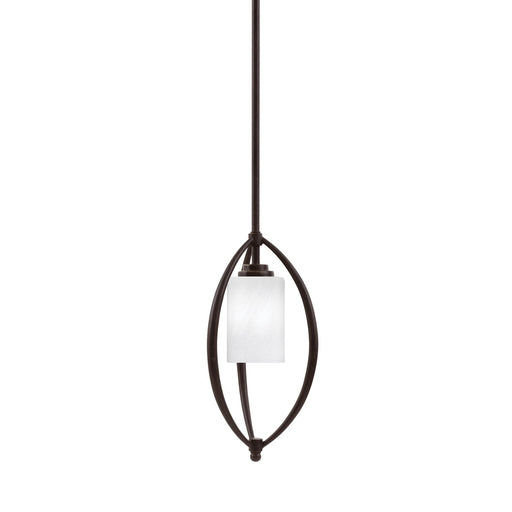 Toltec Marquise 7in 1-Light Mini Pendant | Modern Dark Granite and White Marble Glass | Kitchen Island & Dining Room | Model 2401-DG-3001