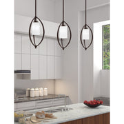 Toltec Marquise 7in 1-Light Mini Pendant | Modern Dark Granite and White Marble Glass | Kitchen Island & Dining Room | Model 2401-DG-3001