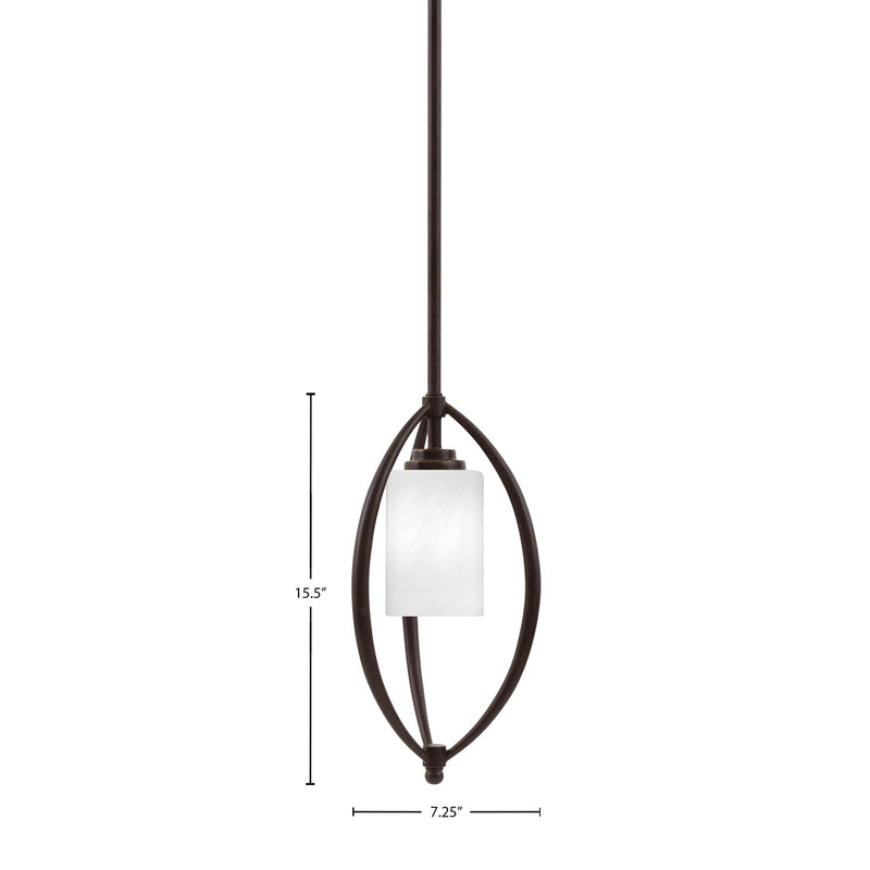 Toltec Marquise 7in 1-Light Mini Pendant | Modern Dark Granite and White Marble Glass | Kitchen Island & Dining Room | Model 2401-DG-3001