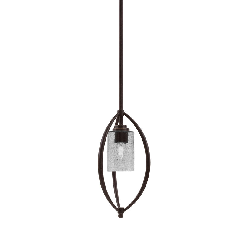 Toltec Marquise 7in 1-Light Mini Pendant | Modern Dark Granite and Smoke Bubble Glass | Kitchen Island & Dining Room | Model 2401-DG-3002