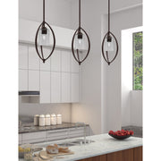 Toltec Marquise 7in 1-Light Mini Pendant | Modern Dark Granite and Smoke Bubble Glass | Kitchen Island & Dining Room | Model 2401-DG-3002