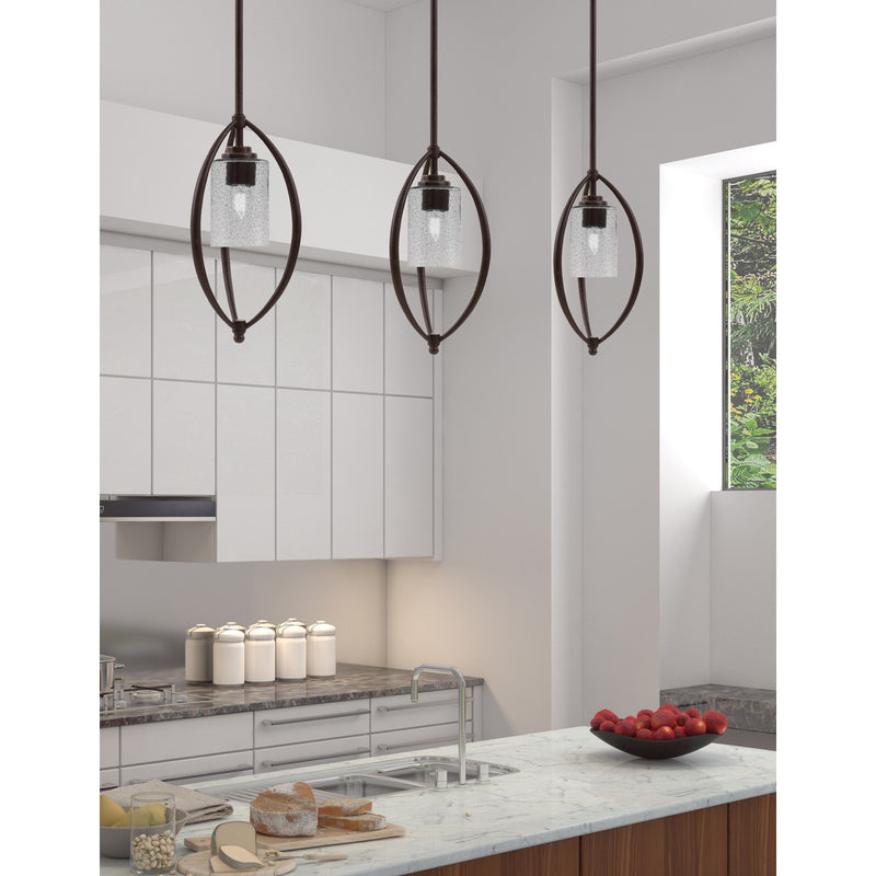 Toltec Marquise 7in 1-Light Mini Pendant | Modern Dark Granite and Smoke Bubble Glass | Kitchen Island & Dining Room | Model 2401-DG-3002