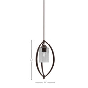 Toltec Marquise 7in 1-Light Mini Pendant | Modern Dark Granite and Smoke Bubble Glass | Kitchen Island & Dining Room | Model 2401-DG-3002