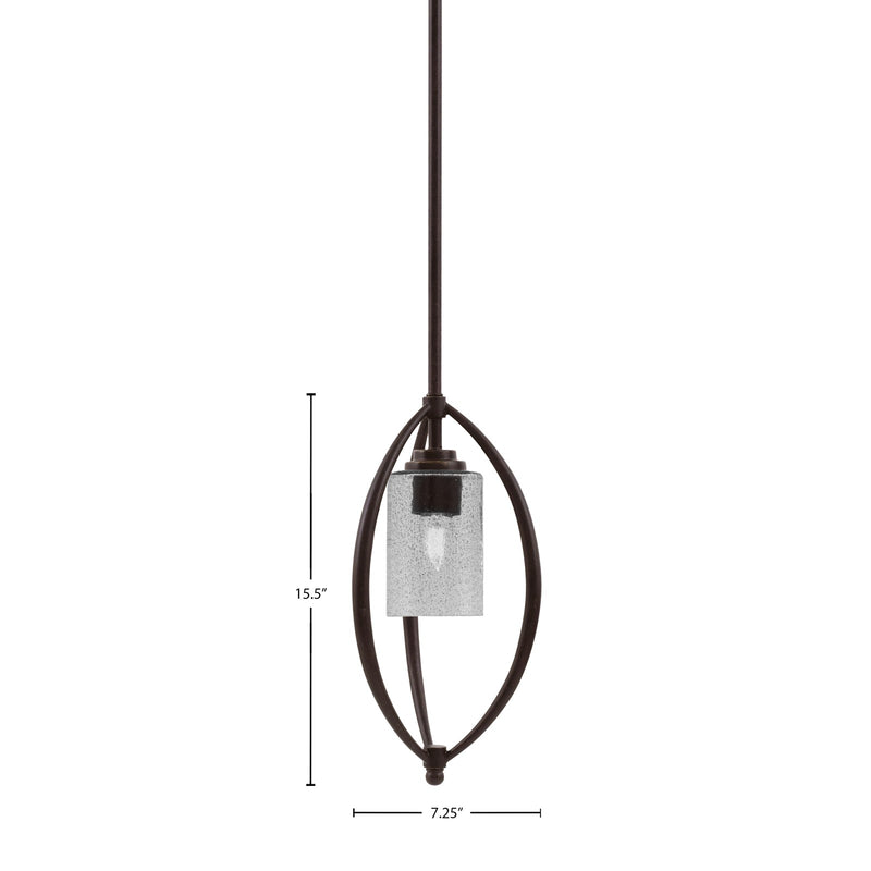 Toltec Marquise 7in 1-Light Mini Pendant | Modern Dark Granite and Smoke Bubble Glass | Kitchen Island & Dining Room | Model 2401-DG-3002