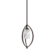 Toltec Marquise 7in 1-Light Mini Pendant | Modern Dark Granite and Onyx Swirl Glass | Kitchen Island & Dining Room | Model 2401-DG-3009