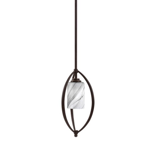 Toltec Marquise 7in 1-Light Mini Pendant | Modern Dark Granite and Onyx Swirl Glass | Kitchen Island & Dining Room | Model 2401-DG-3009