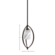 Toltec Marquise 7in 1-Light Mini Pendant | Modern Dark Granite and Onyx Swirl Glass | Kitchen Island & Dining Room | Model 2401-DG-3009