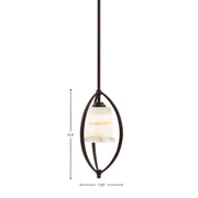 Toltec Marquise 7in 1-Light Mini Pendant | Modern Dark Granite and Natural Stone | Kitchen Island & Dining Room | 7.25 x 15.5 in | Model 2401-DG-4128