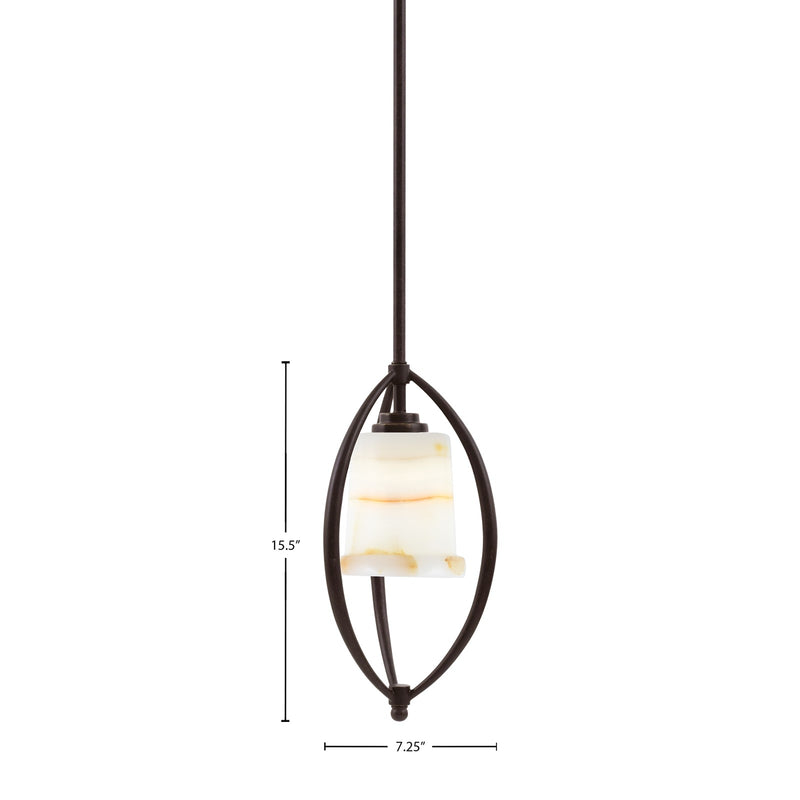 Toltec Marquise 7in 1-Light Mini Pendant | Modern Dark Granite and Natural Stone | Kitchen Island & Dining Room | 7.25 x 15.5 in | Model 2401-DG-4128