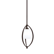 Toltec Marquise 7in 1-Light Mini Pendant | Modern Dark Granite and White Opal Glass | Kitchen Island & Dining Room | Model 2401-DG-5031