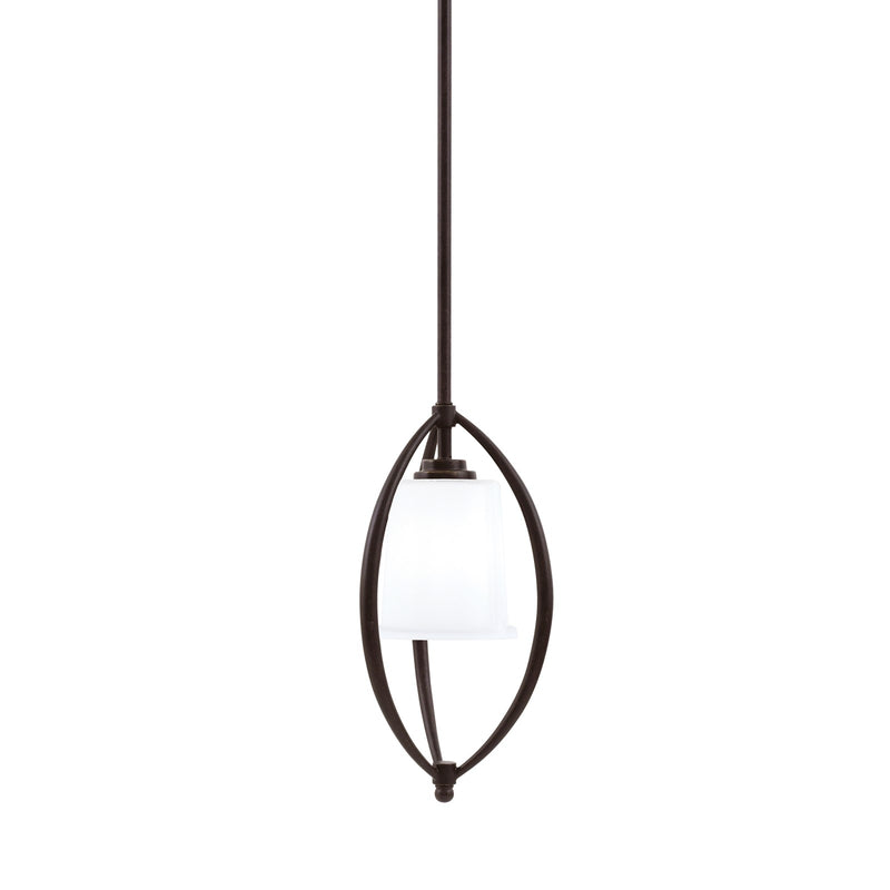 Toltec Marquise 7in 1-Light Mini Pendant | Modern Dark Granite and White Opal Glass | Kitchen Island & Dining Room | Model 2401-DG-5031