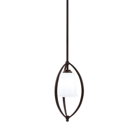 Toltec Marquise 7in 1-Light Mini Pendant | Modern Dark Granite and White Opal Glass | Kitchen Island & Dining Room | Model 2401-DG-5031