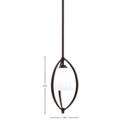 Toltec Marquise 7in 1-Light Mini Pendant | Modern Dark Granite and White Opal Glass | Kitchen Island & Dining Room | Model 2401-DG-5031