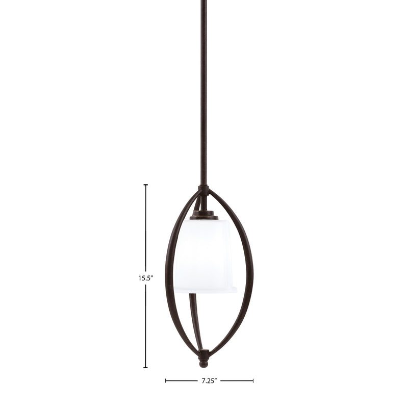 Toltec Marquise 7in 1-Light Mini Pendant | Modern Dark Granite and White Opal Glass | Kitchen Island & Dining Room | Model 2401-DG-5031