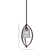 Toltec Marquise 7in 1-Light Mini Pendant | Contemporary Dark Granite and Smoke Bubble Glass | Kitchen Island & Dining Room | Model 2401-DG-5032