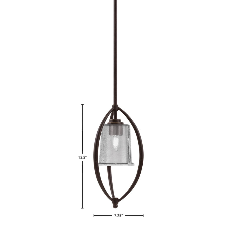 Toltec Marquise 7in 1-Light Mini Pendant | Contemporary Dark Granite and Smoke Bubble Glass | Kitchen Island & Dining Room | Model 2401-DG-5032