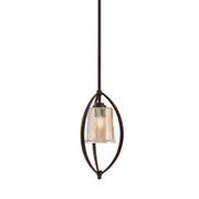 Toltec Marquise 7in 1-Light Mini Pendant | Contemporary Dark Granite and Amber Bubble Glass | Kitchen Island & Dining Room | Model 2401-DG-5033