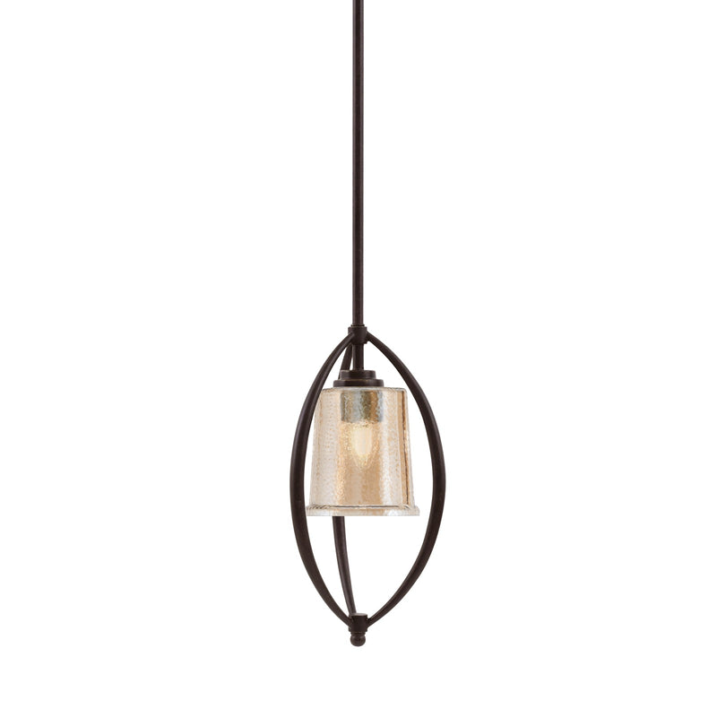 Toltec Marquise 7in 1-Light Mini Pendant | Contemporary Dark Granite and Amber Bubble Glass | Kitchen Island & Dining Room | Model 2401-DG-5033