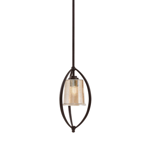 Toltec Marquise 7in 1-Light Mini Pendant | Contemporary Dark Granite and Amber Bubble Glass | Kitchen Island & Dining Room | Model 2401-DG-5033