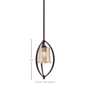 Toltec Marquise 7in 1-Light Mini Pendant | Contemporary Dark Granite and Amber Bubble Glass | Kitchen Island & Dining Room | Model 2401-DG-5033
